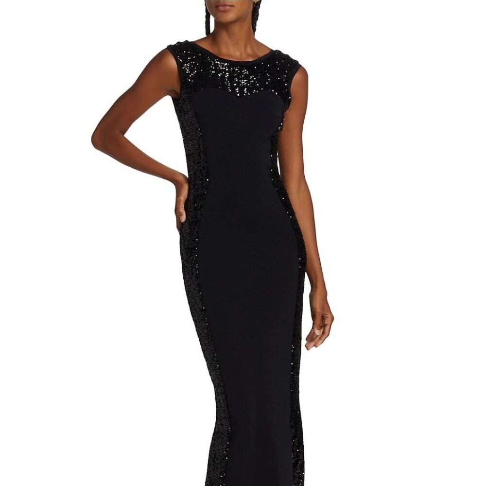 Chiara Boni La Petite Robe Hailey Sequined Gown - Black Size 16